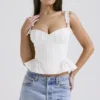 Gigou hvit peplum-korsetter i bomull