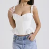 Gigou hvit peplum-korsetter i bomull