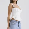 Gigou hvit peplum-korsetter i bomull