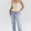 Gigou Royal Rose Print Peplum Cotton Korsetter