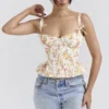 Gigou Royal Rose Print Peplum Cotton Korsetter
