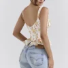 Gigou Royal Rose Print Peplum Cotton Korsetter
