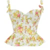 Gigou Royal Rose Print Peplum Cotton Korsetter