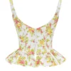 Gigou Royal Rose Print Peplum Cotton Korsetter