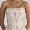 Gina Ivory Sweet Peony Floral Print Strapless Maxi Kjoler