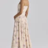 Gina Ivory Sweet Peony Floral Print Strapless Maxi Kjoler
