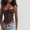 Gini Rich Brown Lace Back Korsetter