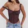 Gini Rich Brown Lace Back Korsetter