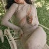 Giovanna Stone blomstret blonder-maxidress