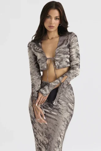 Giulia Pewter Shimmer Velvet Satin Topper