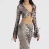 Giulia Pewter Shimmer Velvet Satin Topper