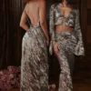Giulia Pewter Shimmer Velvet Satin Topper