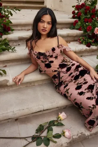 Graciela Dusty Pink Devore Topper