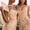Hallie Honeyflower Print Strapless Korsetter With Skjerf