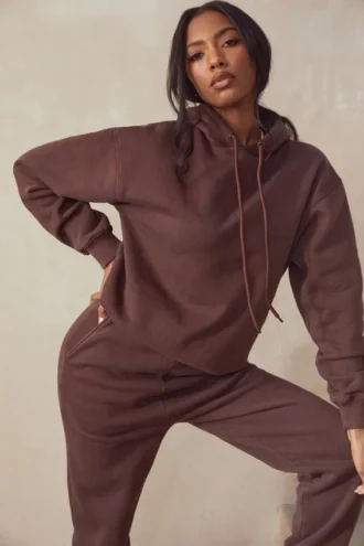 Halo Chocolate Oversized hettegenser med fleece på baksiden