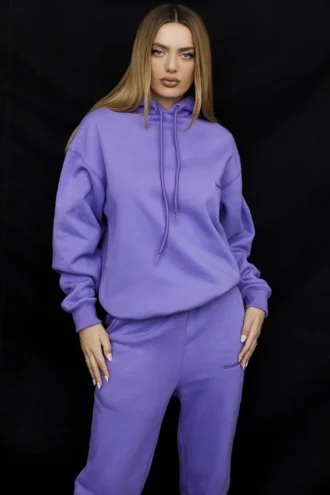 Halo lilla bomullsfleece-oversized hettegenser