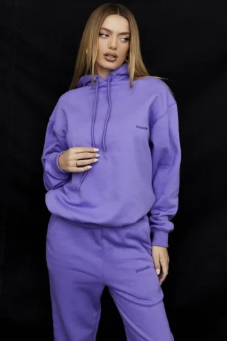 Halo lilla bomullsfleece-oversized hettegenser