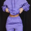 Halo lilla bomullsfleece-oversized hettegenser