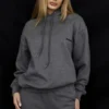 Halo mørkegrå bomullsfleece-oversized hettegenser