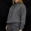 Halo mørkegrå bomullsfleece-oversized hettegenser