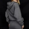 Halo mørkegrå bomullsfleece-oversized hettegenser