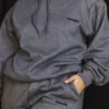 Halo mørkegrå bomullsfleece-oversized hettegenser