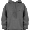 Halo mørkegrå bomullsfleece-oversized hettegenser