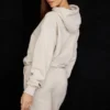 Halo Oatmeal Oversized hettegenser med fleece på baksiden