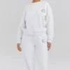 Haze hvit sweatshirt med rund hals