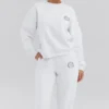 Haze hvit sweatshirt med rund hals