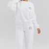 Haze hvit sweatshirt med rund hals