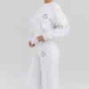 Haze hvit sweatshirt med rund hals