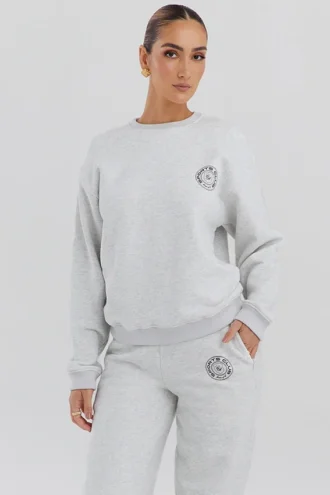 Haze lysegrå melert sweatshirt med rund hals