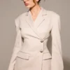 Hudson Beige Hourglass Blazere