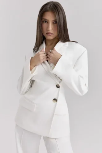 Hudson hvit blazer med timeglassform