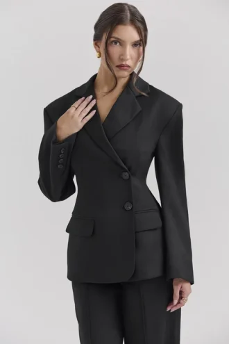 Hudson svart blazer med timeglassform