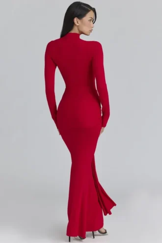 Imogen Scarlet Red Hip Drape Maxi Kjoler