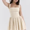 Isadora Gingerbread Gingham minikjol
