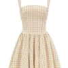 Isadora Gingerbread Gingham minikjol