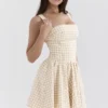 Isadora Gingerbread Gingham minikjol