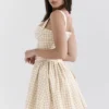 Isadora Gingerbread Gingham minikjol