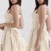 Isadora Gingerbread Gingham minikjol