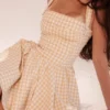 Isadora Gingerbread Gingham minikjol