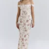Isis Vintage kremfarget korsetter-maxi-kjole med blomstertrykk