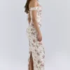 Isis Vintage kremfarget korsetter-maxi-kjole med blomstertrykk
