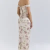 Isis Vintage kremfarget korsetter-maxi-kjole med blomstertrykk