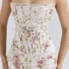 Isis Vintage kremfarget korsetter-maxi-kjole med blomstertrykk