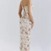 Isis Vintage kremfarget korsetter-maxi-kjole med blomstertrykk