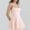 Isla Peach Scallop Lace Broderie Anglaise minikjole