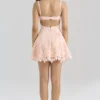 Isla Peach Scallop Lace Broderie Anglaise minikjole